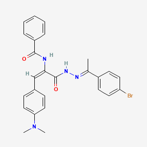 molecular formula C26H25BrN4O2 B13374160 N-{1-({2-[1-(4-bromophenyl)ethylidene]hydrazino}carbonyl)-2-[4-(dimethylamino)phenyl]vinyl}benzamide 