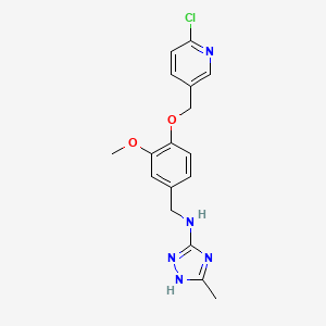 molecular formula C17H18ClN5O2 B13374173 N-{4-[(6-chloropyridin-3-yl)methoxy]-3-methoxybenzyl}-3-methyl-1H-1,2,4-triazol-5-amine 