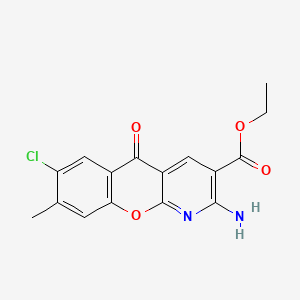 molecular formula C16H13ClN2O4 B13374195 ethyl 2-amino-7-chloro-8-methyl-5-oxo-5H-chromeno[2,3-b]pyridine-3-carboxylate 