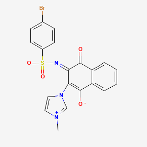 molecular formula C20H14BrN3O4S B13374211 3-(3-{[(4-bromophenyl)sulfonyl]amidyl}-1,4-dioxo-1,4-dihydro-2-naphthalenyl)-1-methyl-1H-imidazol-3-ium 