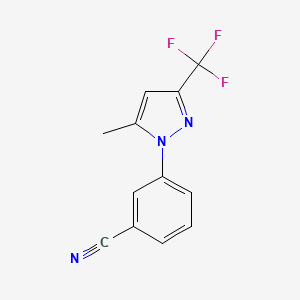 molecular formula C12H8F3N3 B1337436 3-(5-methyl-3-(trifluoromethyl)-1H-pyrazol-1-yl)benzonitrile CAS No. 209958-67-8