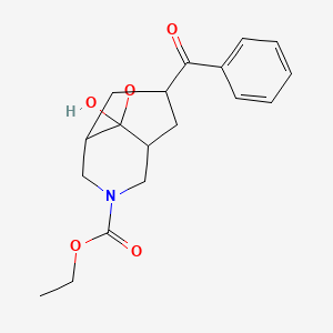molecular formula C18H21NO5 B13374362 Ethyl 1-benzoyl-8-hydroxy-9-oxa-5-azatricyclo[5.2.1.0~3,8~]decane-5-carboxylate 