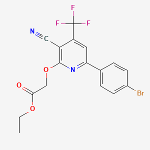 molecular formula C17H12BrF3N2O3 B13374415 Ethyl {[6-(4-bromophenyl)-3-cyano-4-(trifluoromethyl)-2-pyridinyl]oxy}acetate 