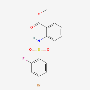 molecular formula C14H11BrFNO4S B13374424 Methyl 2-{[(4-bromo-2-fluorophenyl)sulfonyl]amino}benzoate 