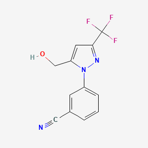 molecular formula C12H8F3N3O B1337445 3-(5-(hydroxymethyl)-3-(trifluoromethyl)-1H-pyrazol-1-yl)benzonitrile CAS No. 209919-64-2
