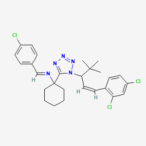molecular formula C27H30Cl3N5 B13374468 1-{1-[1-tert-butyl-3-(2,4-dichlorophenyl)-2-propenyl]-1H-tetraazol-5-yl}-N-(4-chlorobenzylidene)cyclohexanamine 