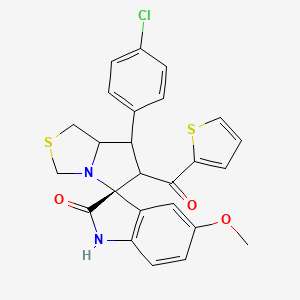 molecular formula C25H21ClN2O3S2 B13374520 [7'-(4-Chlorophenyl)-1,1',2,6',7',7'a-hexahydro-5-methoxy-2-oxospiro(indole-3,5'-pyrrolo[1,2-c][1,3]thiazole)-6'-yl](2-thienyl)methanone 