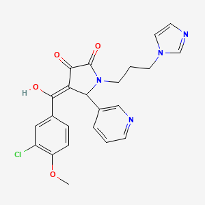 molecular formula C23H21ClN4O4 B13374546 4-(3-chloro-4-methoxybenzoyl)-3-hydroxy-1-[3-(1H-imidazol-1-yl)propyl]-5-(3-pyridinyl)-1,5-dihydro-2H-pyrrol-2-one 