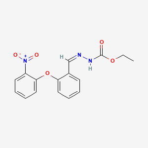 molecular formula C16H15N3O5 B13374623 Ethyl 2-(2-{2-nitrophenoxy}benzylidene)hydrazinecarboxylate 