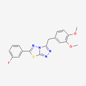 molecular formula C18H15FN4O2S B13374709 3-(3,4-Dimethoxybenzyl)-6-(3-fluorophenyl)[1,2,4]triazolo[3,4-b][1,3,4]thiadiazole 