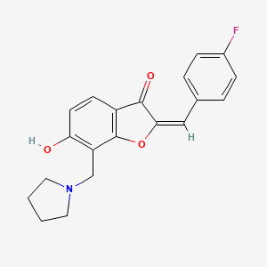 molecular formula C20H18FNO3 B13374719 2-(4-fluorobenzylidene)-6-hydroxy-7-(1-pyrrolidinylmethyl)-1-benzofuran-3(2H)-one 