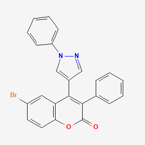 molecular formula C24H15BrN2O2 B13374720 6-bromo-3-phenyl-4-(1-phenyl-1H-pyrazol-4-yl)-2H-chromen-2-one 