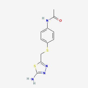 molecular formula C11H12N4OS2 B13374743 N-(4-{[(5-amino-1,3,4-thiadiazol-2-yl)methyl]sulfanyl}phenyl)acetamide 