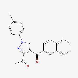 molecular formula C23H18N2O2 B13374772 1-[1-(4-methylphenyl)-4-(2-naphthoyl)-1H-pyrazol-3-yl]ethanone 