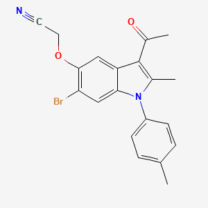 molecular formula C20H17BrN2O2 B13374785 {[3-acetyl-6-bromo-2-methyl-1-(4-methylphenyl)-1H-indol-5-yl]oxy}acetonitrile 