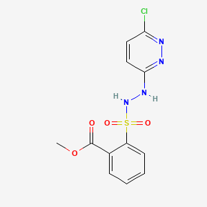 molecular formula C12H11ClN4O4S B13374789 Methyl 2-{[2-(6-chloro-3-pyridazinyl)hydrazino]sulfonyl}benzoate 