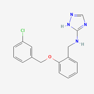 molecular formula C16H15ClN4O B13374813 N-{2-[(3-chlorobenzyl)oxy]benzyl}-1H-1,2,4-triazol-3-amine 