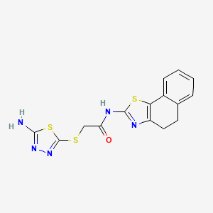 molecular formula C15H13N5OS3 B13374817 2-[(5-amino-1,3,4-thiadiazol-2-yl)sulfanyl]-N-(4,5-dihydronaphtho[2,1-d][1,3]thiazol-2-yl)acetamide 