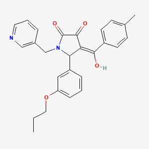 molecular formula C27H26N2O4 B13374893 3-hydroxy-4-(4-methylbenzoyl)-5-(3-propoxyphenyl)-1-(3-pyridinylmethyl)-1,5-dihydro-2H-pyrrol-2-one 