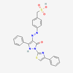 molecular formula C25H19N5O4S2 B13374903 (4-{2-[5-oxo-3-phenyl-1-(4-phenyl-1,3-thiazol-2-yl)-1,5-dihydro-4H-pyrazol-4-ylidene]hydrazino}phenyl)methanesulfonic acid 