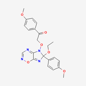 molecular formula C22H22N4O6 B13374904 2-[(6-ethoxy-6-(4-methoxyphenyl)imidazo[4,5-e][1,2,4]oxadiazin-5(6H)-yl)oxy]-1-(4-methoxyphenyl)ethanone 