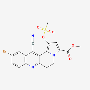 molecular formula C19H14BrN3O5S B13374931 Methyl 10-bromo-12-cyano-1-[(methylsulfonyl)oxy]-5,6-dihydrobenzo[b]pyrrolo[2,1-f][1,6]naphthyridine-3-carboxylate 