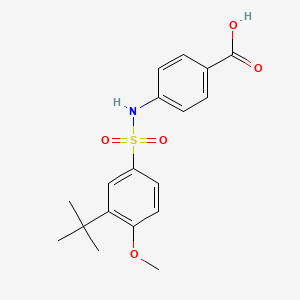 molecular formula C18H21NO5S B13374941 4-{[(3-Tert-butyl-4-methoxyphenyl)sulfonyl]amino}benzoic acid 