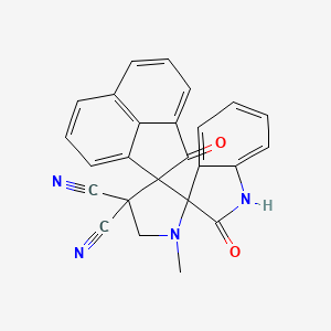 molecular formula C25H16N4O2 B13374956 1'-Methyl-1,2''-dioxo-1'',2''-dihydrodispiro[acenaphthylene-2,4'-pyrrolidine-5',3''-indole]-3',3'-dicarbonitrile 