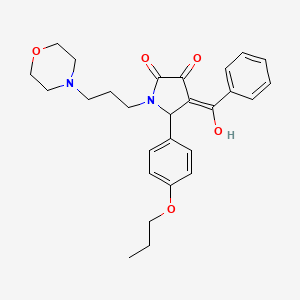 molecular formula C27H32N2O5 B13374963 4-benzoyl-3-hydroxy-1-[3-(4-morpholinyl)propyl]-5-(4-propoxyphenyl)-1,5-dihydro-2H-pyrrol-2-one 