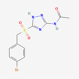 molecular formula C11H11BrN4O3S B13374996 N-{3-[(4-bromobenzyl)sulfonyl]-1H-1,2,4-triazol-5-yl}acetamide 