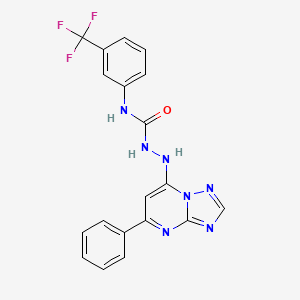 molecular formula C19H14F3N7O B13375028 2-(5-phenyl[1,2,4]triazolo[1,5-a]pyrimidin-7-yl)-N-[3-(trifluoromethyl)phenyl]hydrazinecarboxamide 