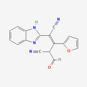 molecular formula C17H10N4O2 B13375032 2-(1H-benzimidazol-2-yl)-4-formyl-3-(2-furyl)-2-pentenedinitrile 
