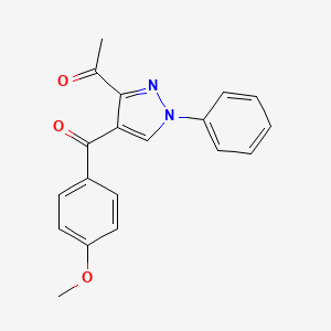 molecular formula C19H16N2O3 B13375033 1-[4-(4-methoxybenzoyl)-1-phenyl-1H-pyrazol-3-yl]ethanone 