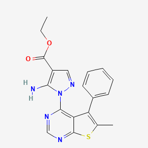 molecular formula C19H17N5O2S B13375076 ethyl 5-amino-1-(6-methyl-5-phenylthieno[2,3-d]pyrimidin-4-yl)-1H-pyrazole-4-carboxylate 