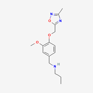 molecular formula C15H21N3O3 B13375157 N-{3-methoxy-4-[(3-methyl-1,2,4-oxadiazol-5-yl)methoxy]benzyl}-N-propylamine 