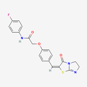 molecular formula C20H16FN3O3S B13375164 N-(4-fluorophenyl)-2-{4-[(3-oxo-5,6-dihydroimidazo[2,1-b][1,3]thiazol-2(3H)-ylidene)methyl]phenoxy}acetamide 