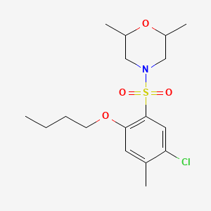 molecular formula C17H26ClNO4S B13375213 Butyl 4-chloro-2-[(2,6-dimethyl-4-morpholinyl)sulfonyl]-5-methylphenyl ether 