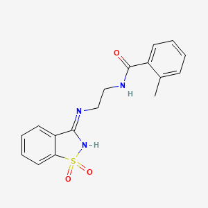 molecular formula C17H17N3O3S B13375224 N-[2-[(1,1-dioxo-1,2-benzothiazol-3-yl)amino]ethyl]-2-methylbenzamide 