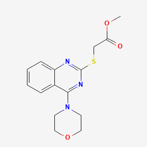molecular formula C15H17N3O3S B13375255 Methyl {[4-(4-morpholinyl)-2-quinazolinyl]sulfanyl}acetate 