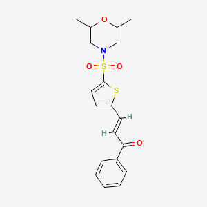 molecular formula C19H21NO4S2 B13375307 3-{5-[(2,6-Dimethyl-4-morpholinyl)sulfonyl]-2-thienyl}-1-phenyl-2-propen-1-one 
