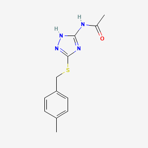 molecular formula C12H14N4OS B13375399 N-{5-[(4-methylbenzyl)sulfanyl]-1H-1,2,4-triazol-3-yl}acetamide 