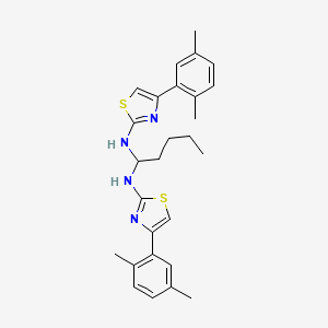 molecular formula C27H32N4S2 B13375416 N-[4-(2,5-dimethylphenyl)-1,3-thiazol-2-yl]-N-(1-{[4-(2,5-dimethylphenyl)-1,3-thiazol-2-yl]amino}pentyl)amine 