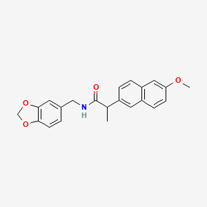 molecular formula C22H21NO4 B13375429 N-(1,3-benzodioxol-5-ylmethyl)-2-(6-methoxy-2-naphthyl)propanamide 