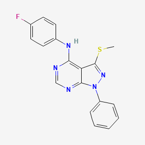 molecular formula C18H14FN5S B13375507 N-(4-fluorophenyl)-N-[3-(methylsulfanyl)-1-phenyl-1H-pyrazolo[3,4-d]pyrimidin-4-yl]amine 