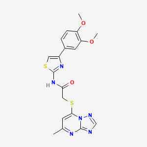molecular formula C19H18N6O3S2 B13375712 N-[4-(3,4-dimethoxyphenyl)-1,3-thiazol-2-yl]-2-[(5-methyl[1,2,4]triazolo[1,5-a]pyrimidin-7-yl)sulfanyl]acetamide 