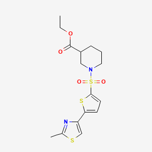 molecular formula C16H20N2O4S3 B13375752 Ethyl 1-{[5-(2-methyl-1,3-thiazol-4-yl)-2-thienyl]sulfonyl}-3-piperidinecarboxylate 
