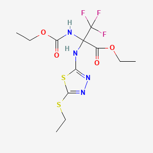 molecular formula C12H17F3N4O4S2 B13375872 Ethyl 2-[(ethoxycarbonyl)amino]-2-{[5-(ethylsulfanyl)-1,3,4-thiadiazol-2-yl]amino}-3,3,3-trifluoropropanoate 