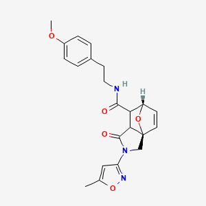 molecular formula C22H23N3O5 B13375918 N-[2-(4-methoxyphenyl)ethyl]-2-(5-methyl-3-isoxazolyl)-3-oxo-1,2,4,5-tetrahydro-5,7a-epoxyisoindole-4-carboxamide 