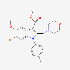 molecular formula C24H27BrN2O4 B13375952 ethyl 6-bromo-5-methoxy-1-(4-methylphenyl)-2-(4-morpholinylmethyl)-1H-indole-3-carboxylate 