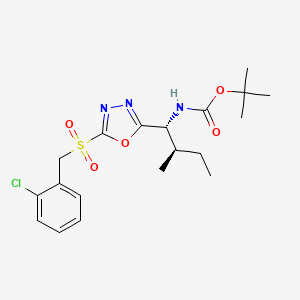 molecular formula C19H26ClN3O5S B13376013 Tert-butyl 1-{5-[(2-chlorobenzyl)sulfonyl]-1,3,4-oxadiazol-2-yl}-2-methylbutylcarbamate 